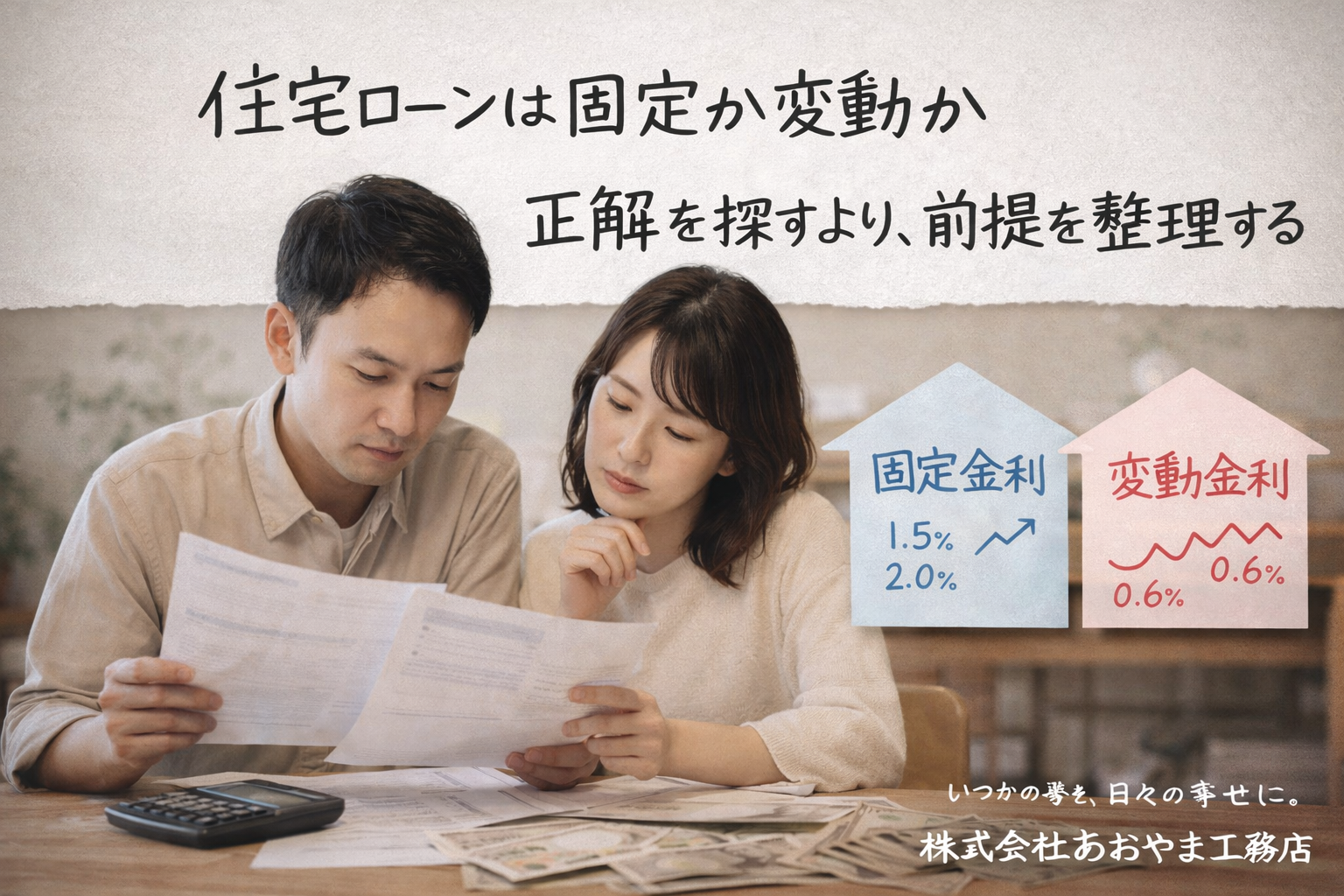 住宅ローンは固定か変動か。正解を探すより、前提を整理する