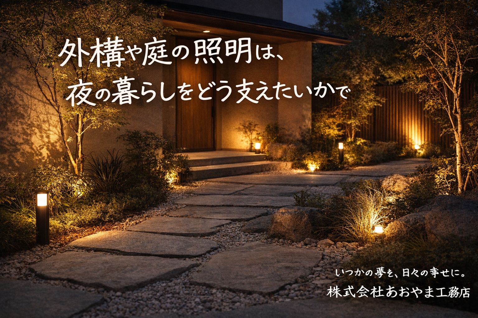 外構や庭の照明は、夜の暮らしをどう支えたいかで考える
